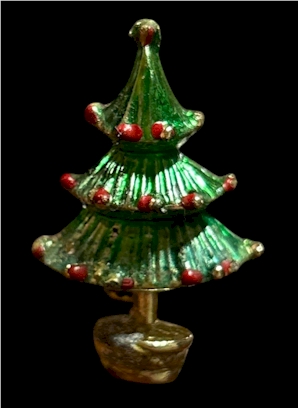 Gold-Tone Christmas Tree Pin with Enamel Accents