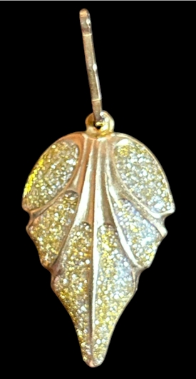 Gold-Tone Leaf Necklace Pendant with Glitter Detail (1 in)