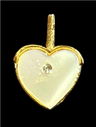 Tiny Gold-Tone Heart Necklace Pendant with Pearl Sheen (¼ in)