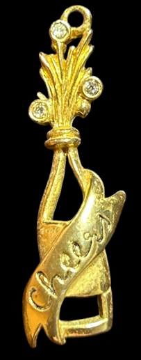 Gold-Tone “Cheers” Champagne Bottle Necklace Pendant (1½ in)