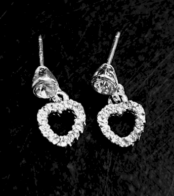 Tiny Crystal Heart Dangle Earrings – 1/4 Inch