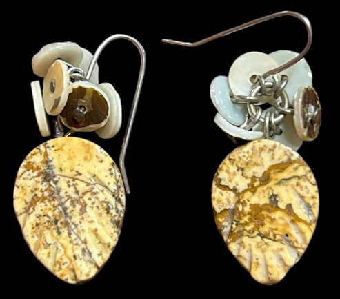 Natural Stone & Shell Cluster Earrings – 1.25 Inch