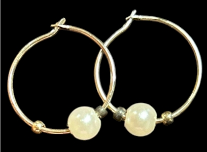 Small Pearl Accent Hoop Earrings – 0.5 Inch