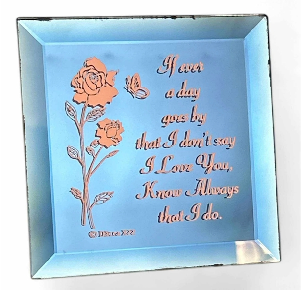 Dacra Glass Co Mirror Tray 422E 4 Inch I Love You Quote