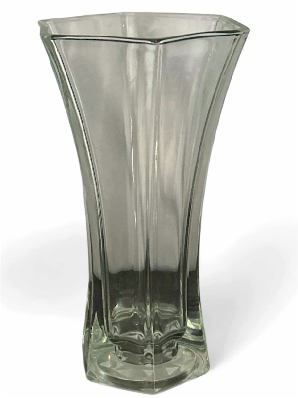 Clear Glass Flared Square Vase 9 Inch
