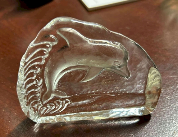 Clear Glass Dolphin Figurine / Paperweight