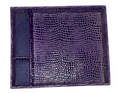 Faux Leather Crocodile Embossed Desk Organizer Tray