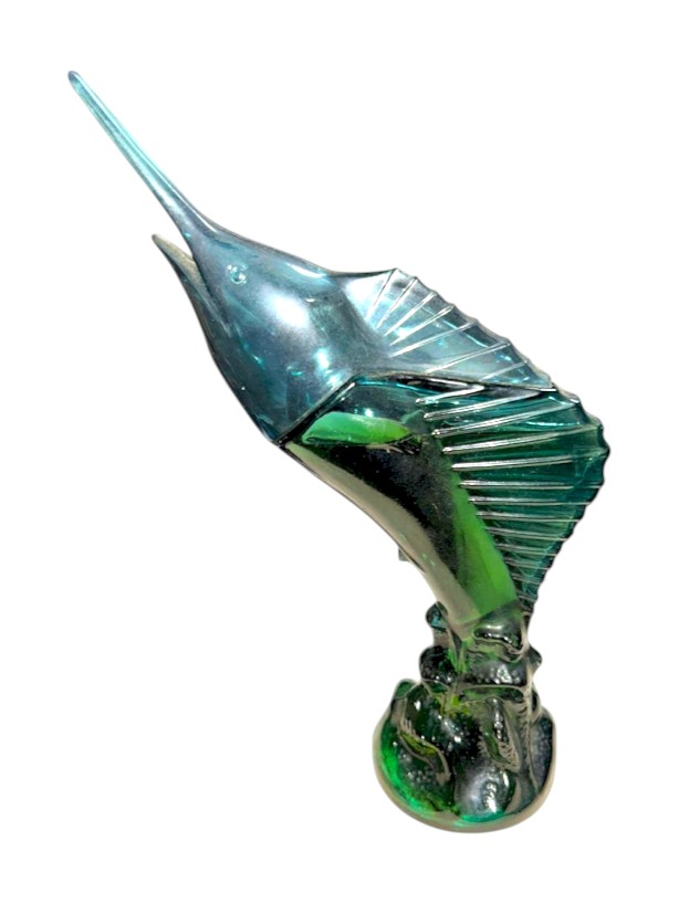 Avon Marlin Fish Cologne Decanter – 10" Vintage Blue Glass Collectible