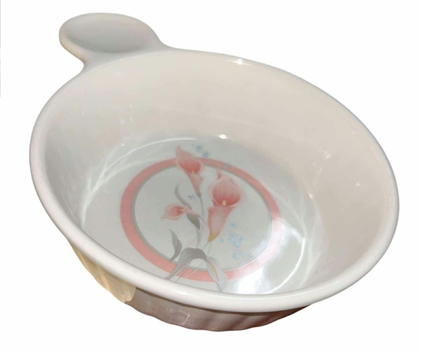 Vintage Japan Ceramic Floral Baking Dish with Handle – 7.25"