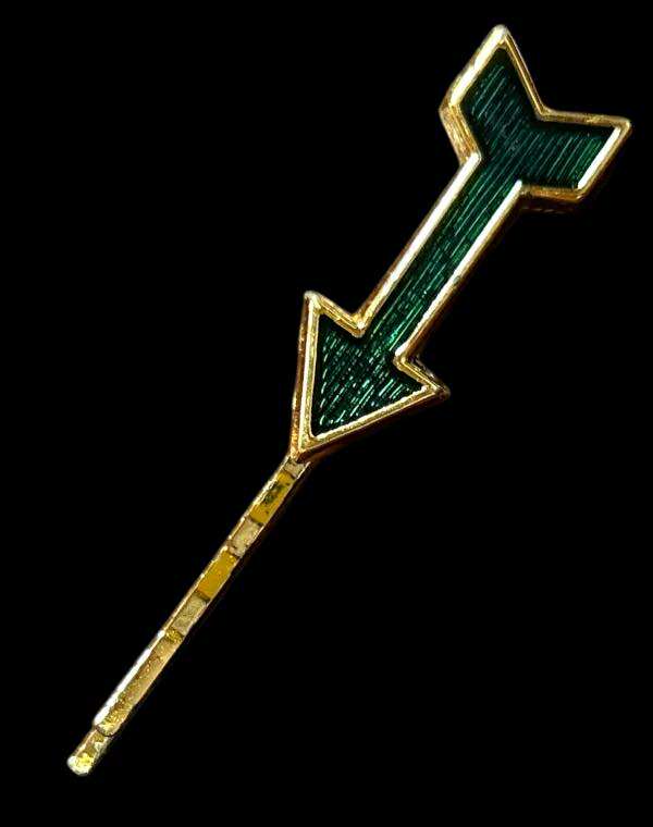 Green Enamel Arrow Hair Pin – Gold Tone 2.25 Inch