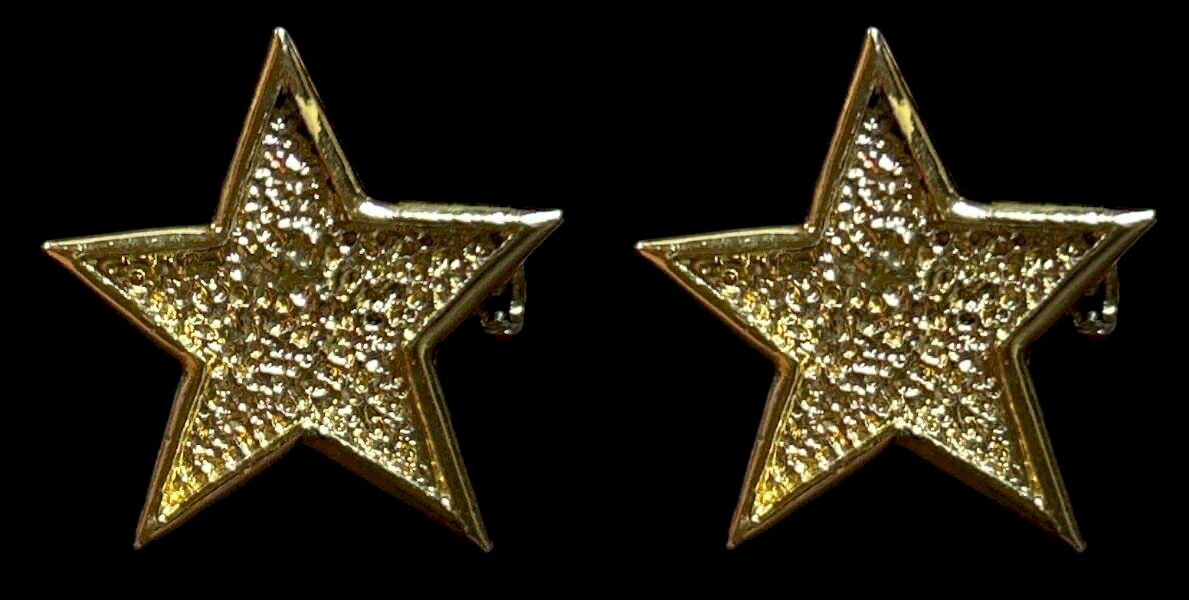 Gold Tone Star Brooch Pin Set – Two-Piece Textured Design (½ Inch Each)