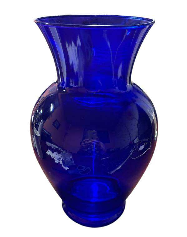 Large Cobalt Blue Glass Vase – 10.5 Inch