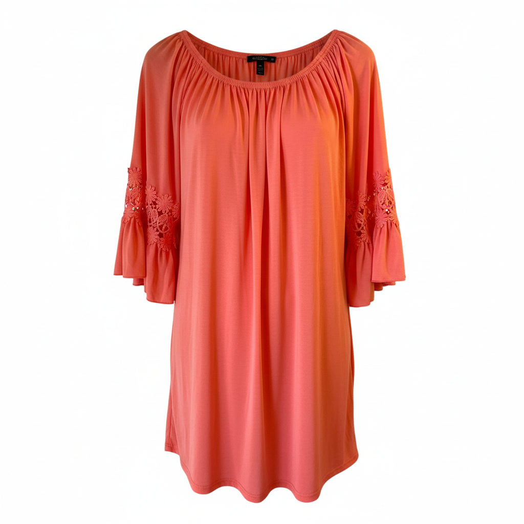 Women’s Ruffle Sleeve Tunic by WinWin Flowy Boho Style Dressy Casual Top