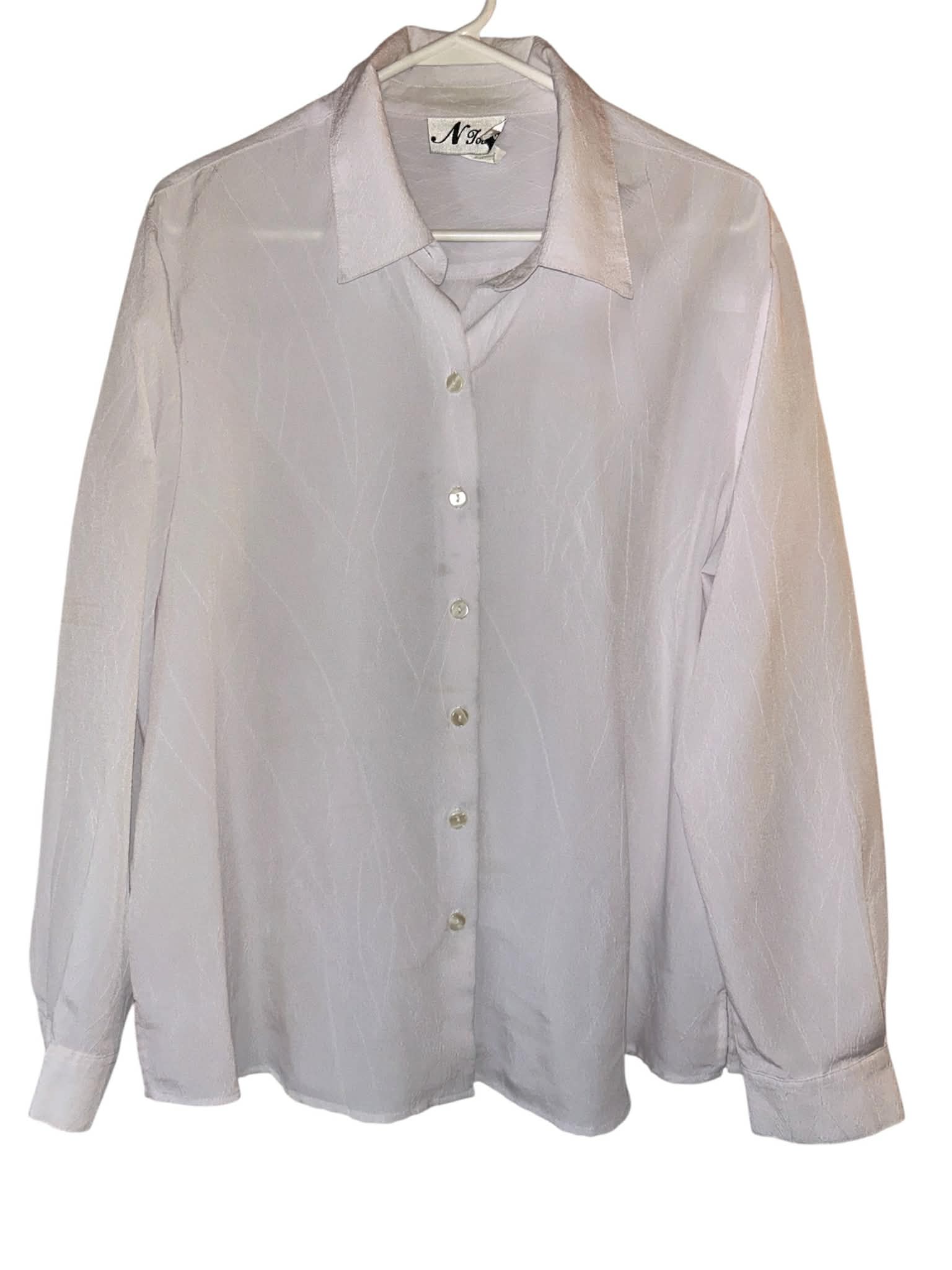 Women’s Button Front Blouse by N Touch Classic Dressy Lightweight Collared Shirt