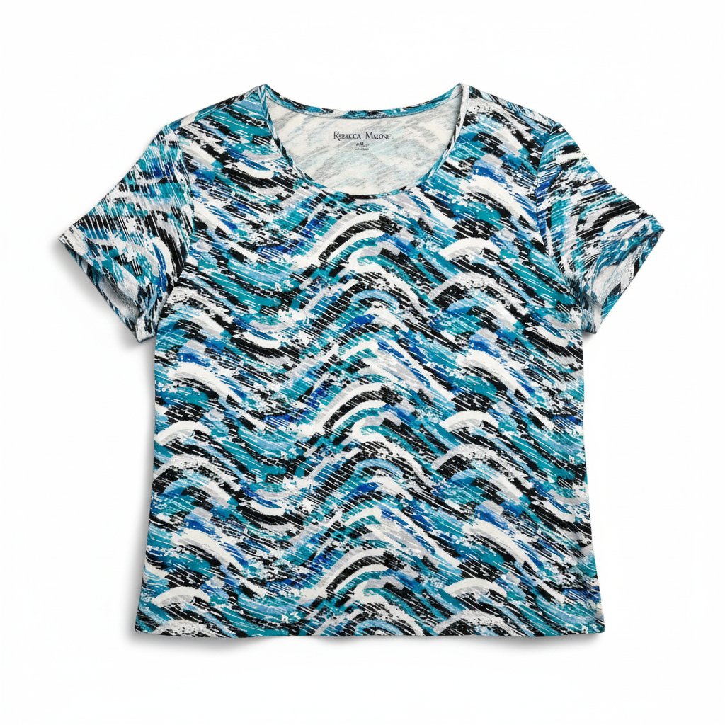 Women’s Printed Knit Top by Rebecca Malone Casual Everyday Stretch Shirt