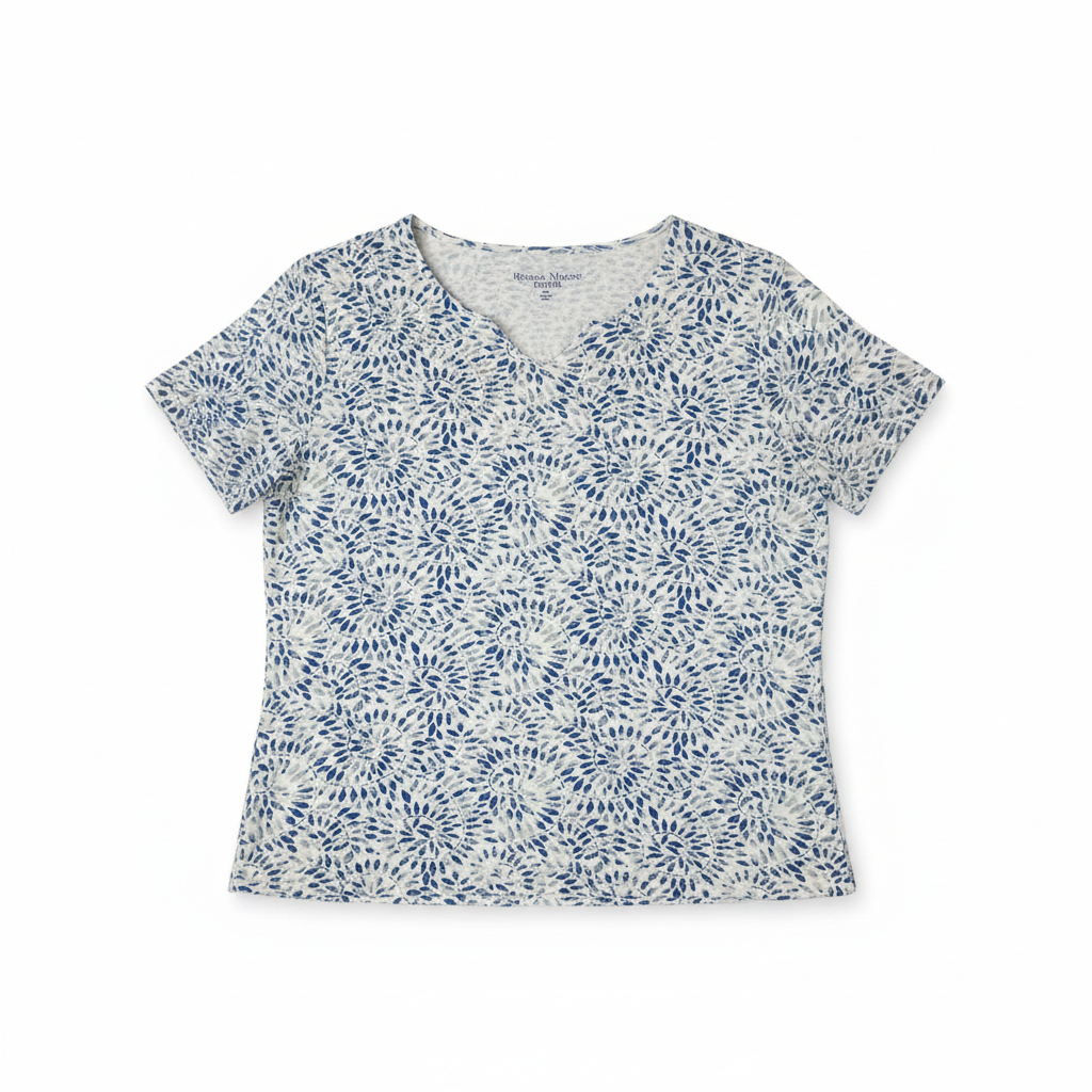 Women’s Printed Knit Top by Rebecca Malone Casual Everyday Stretch Shirt Petite XL