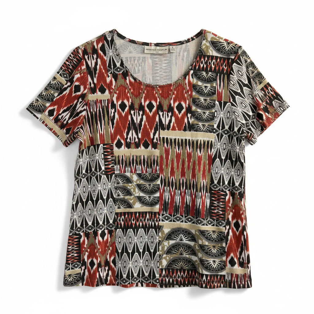 Women’s Printed Knit Top by Rebecca Malone Casual Everyday Stretch Shirt