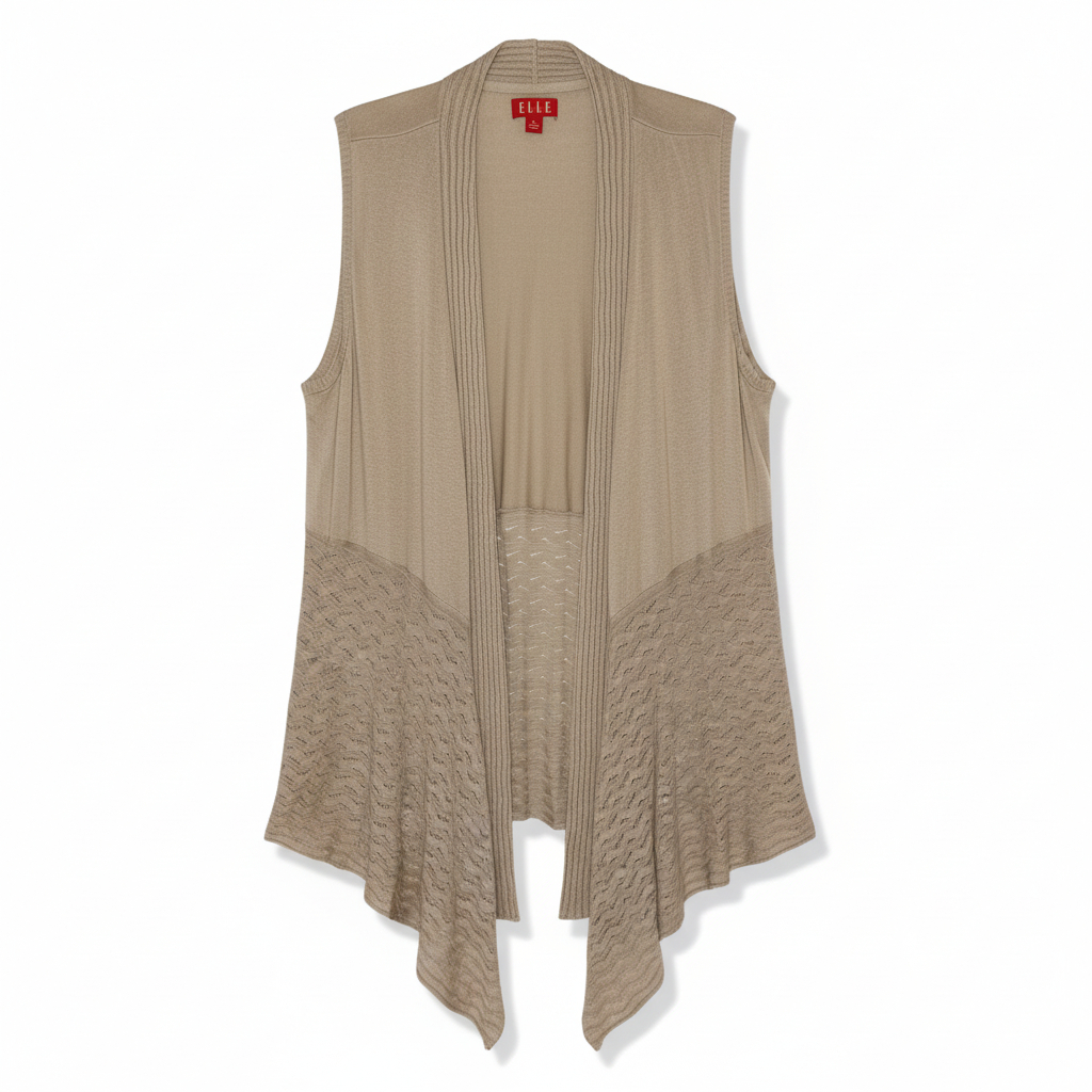 Women’s Sleeveless Open Front Cardigan Vest by Elle Lightweight Layering Piece