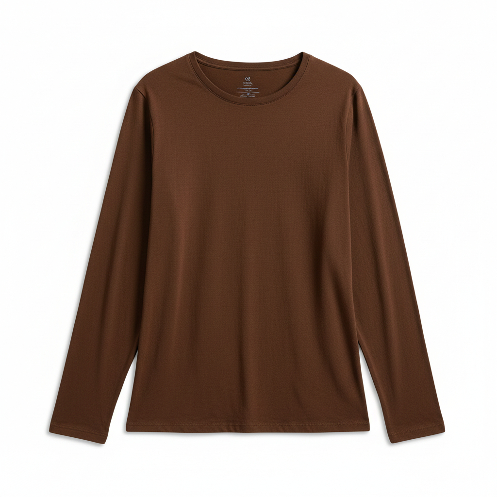 Women’s Long Sleeve Basic Top by Bobbie Brooks Brown Casual Everyday Shirt