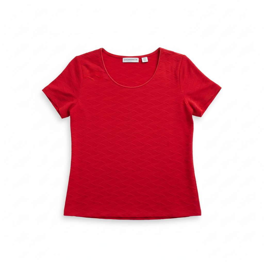 Women’s Textured Knit Short Sleeve Top by Sag Harbor Classic Everyday Style