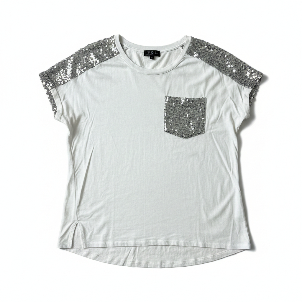 Women’s Sequin Accent Casual Top by POL Boutique Style Statement Piece