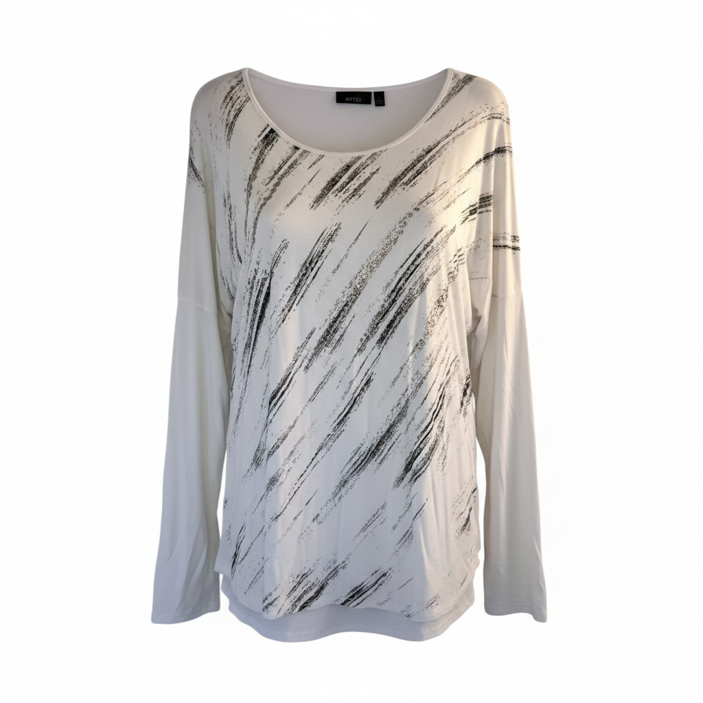 Women’s Sequin Accent Long Sleeve Top by Apt 9 Neutral Abstract Dressy Casual Style