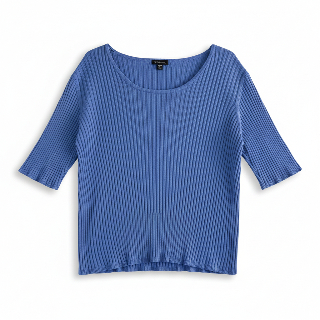 Women’s Ribbed Knit Top by George Short Sleeve Stretch Pullover Casual Classic Blouse