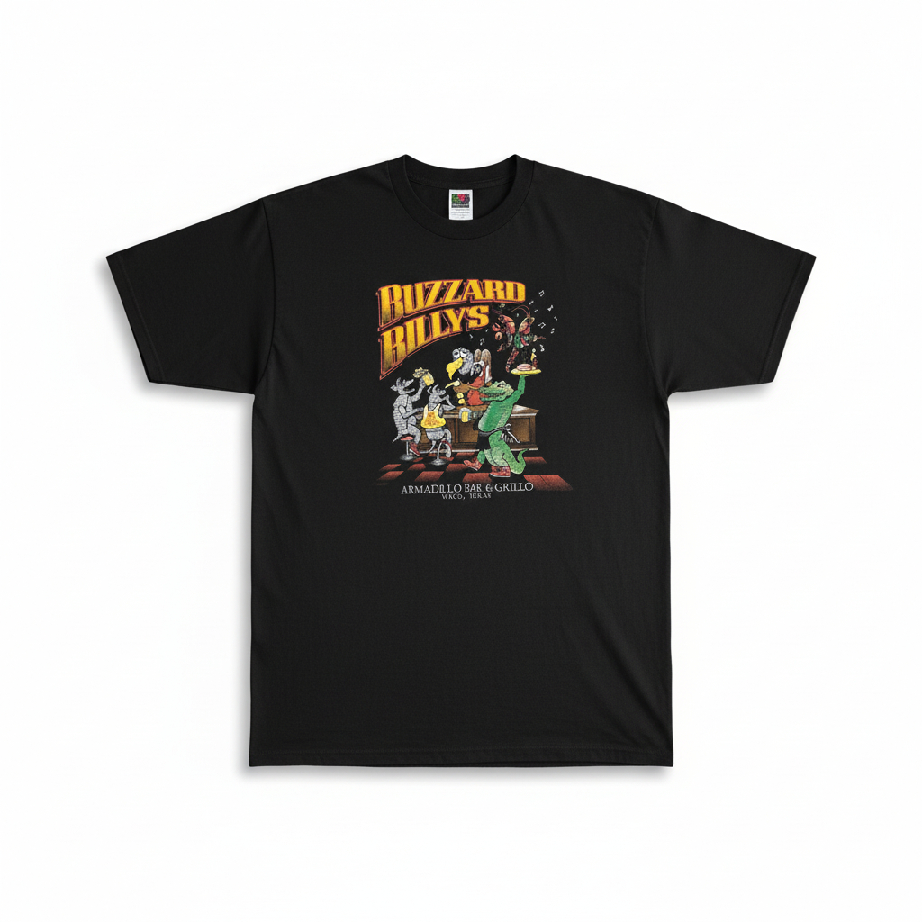 Unisex Graphic Tee Buzzard Billy’s Armadillo Bar and Grillo Waco Texas Novelty T Shirt Casual Retro Style