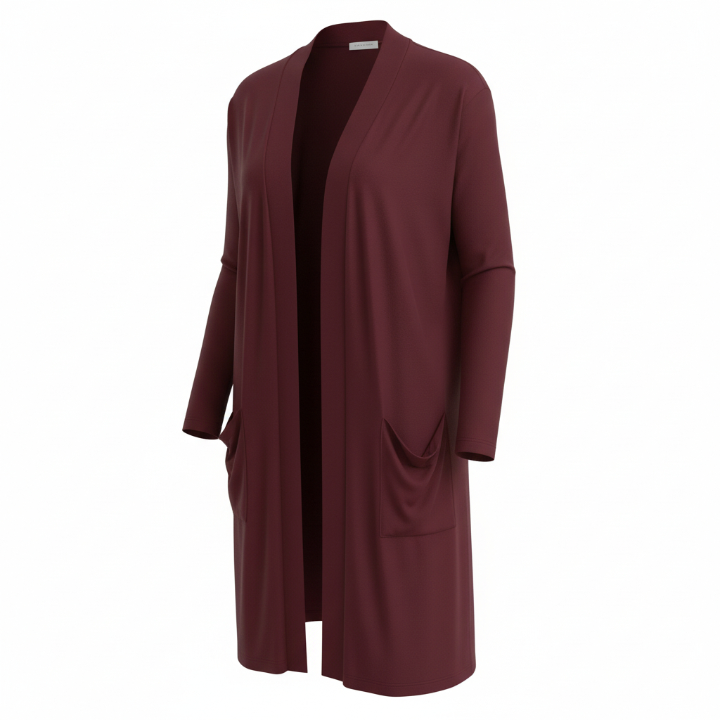 Women's Long Open Front Cardigan by Zenana Premium Soft Stretch Duster Style Lightweight Layering Sweater With Pockets