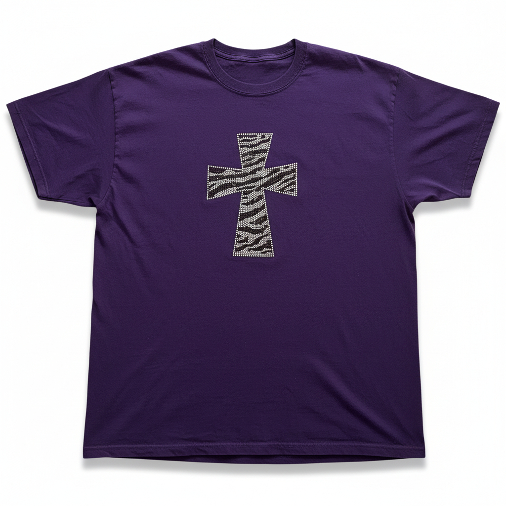 Women’s Rhinestone Cross Graphic Tee Buffalo Rhinestone Back Design Casual Statement Shirt