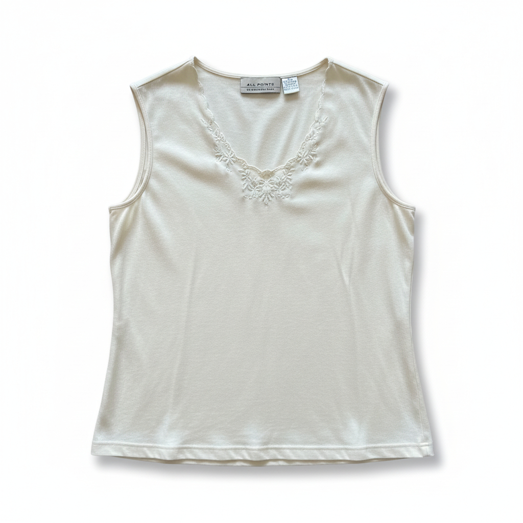 Women’s Sleeveless Lace Accent Top by All Points by Reference Point Classic Layering Tank