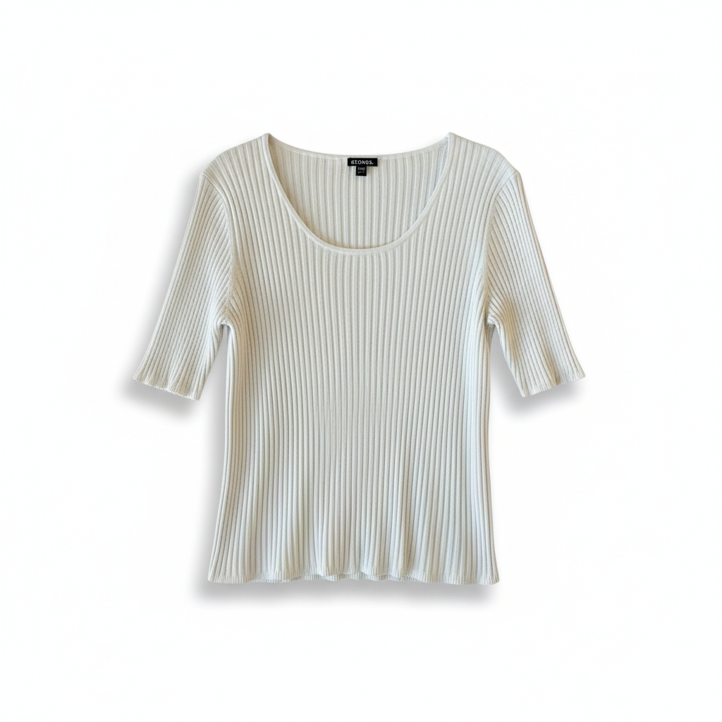 Women’s Ribbed Short Sleeve Top by George Classic Stretch Everyday Shirt