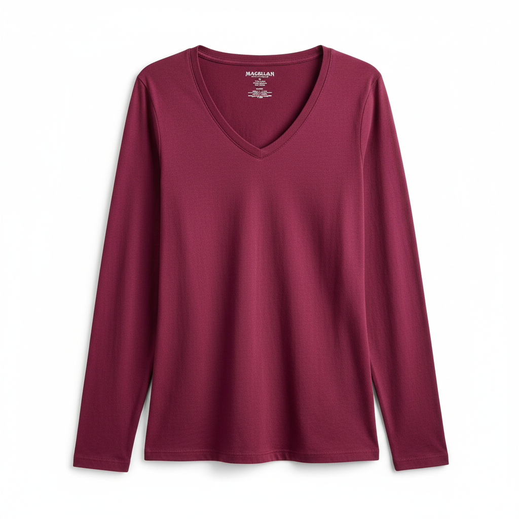 Women’s Long Sleeve V Neck Performance Top by Magellan Outdoors Casual Everyday Shirt
