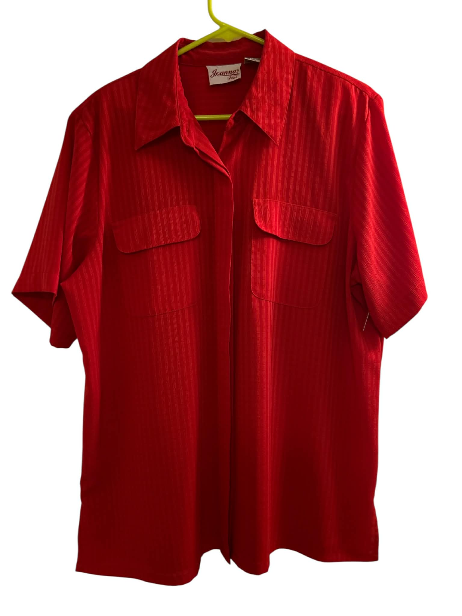 Women’s Button Front Blouse by Joanna Plus Classic Short Sleeve Career Casual Top