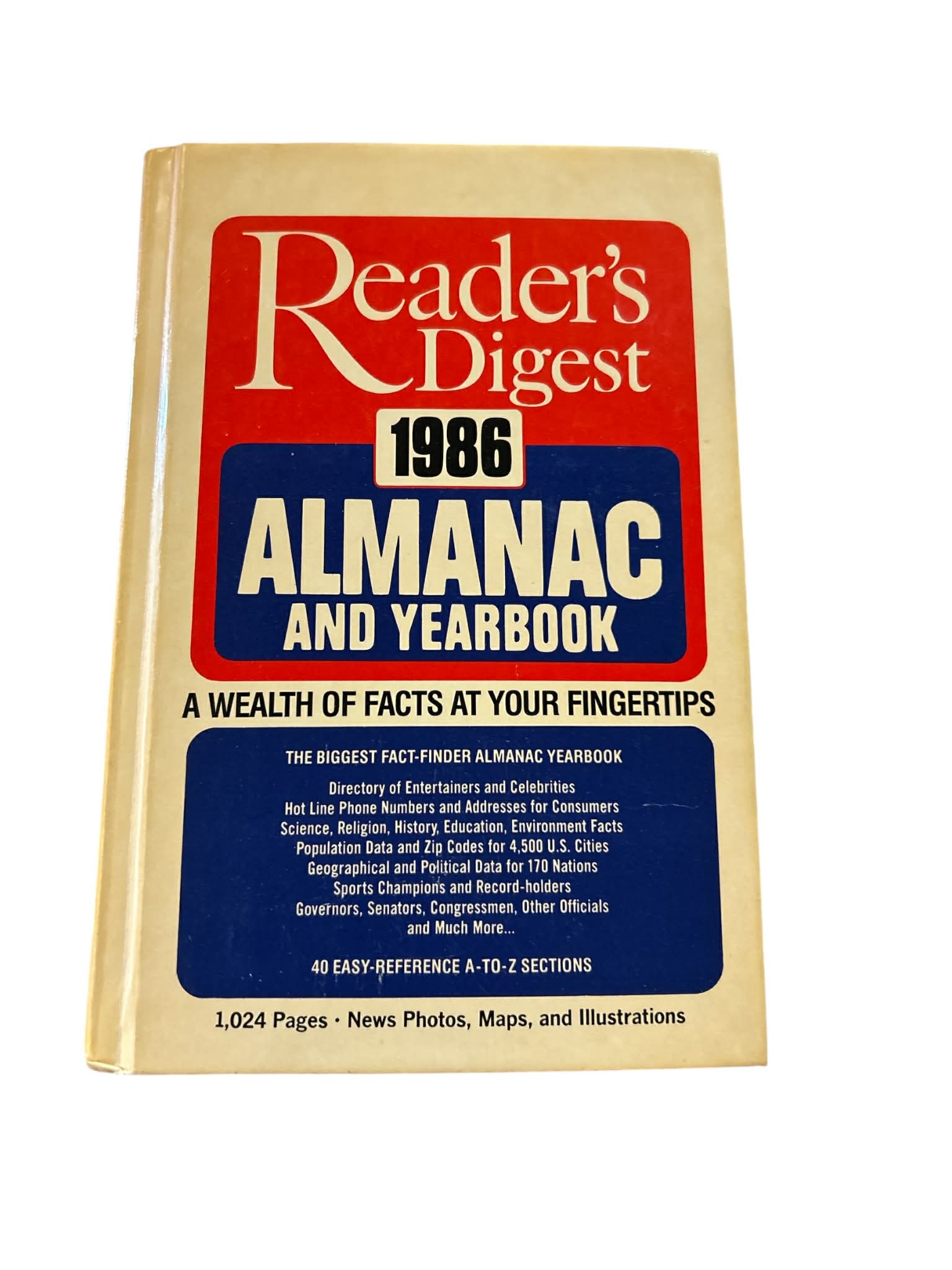 Reader’s Digest 1986 Almanac and Yearbook Hardcover Reference Book Vintage Facts Directory