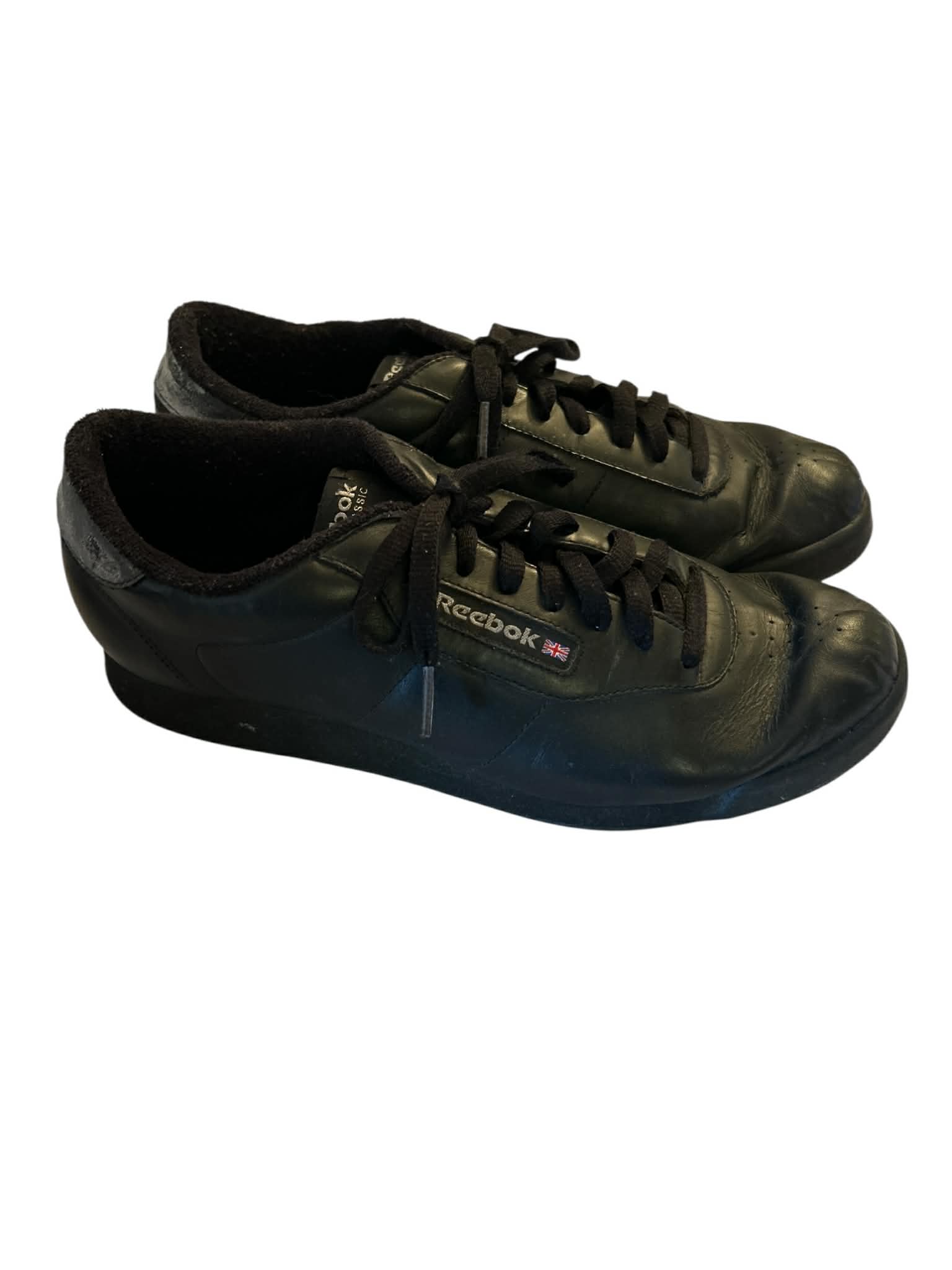 Women’s Reebok Classic Black Leather Sneakers Lace Up Comfort Walking Shoes Size 11
