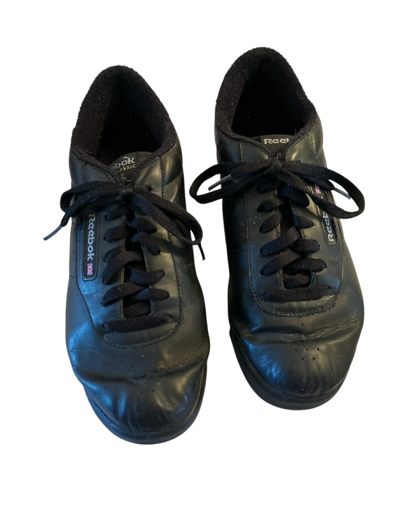 Women’s Reebok Classic Black Leather Sneakers Lace Up Comfort Walking Shoes Size 11