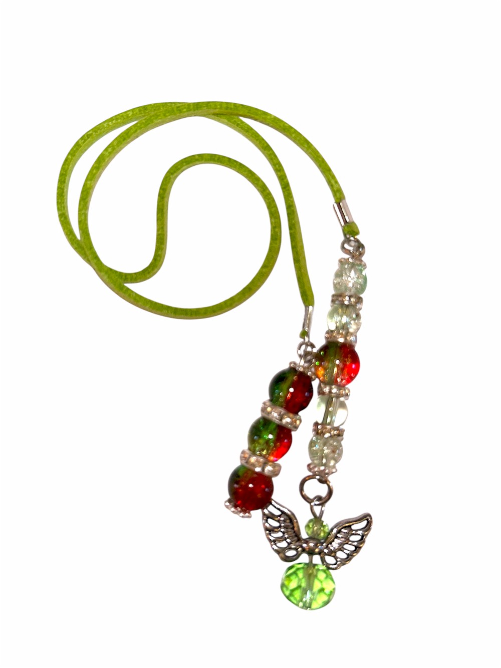 Leather Cord Bookmark with Glass Beads and Charm