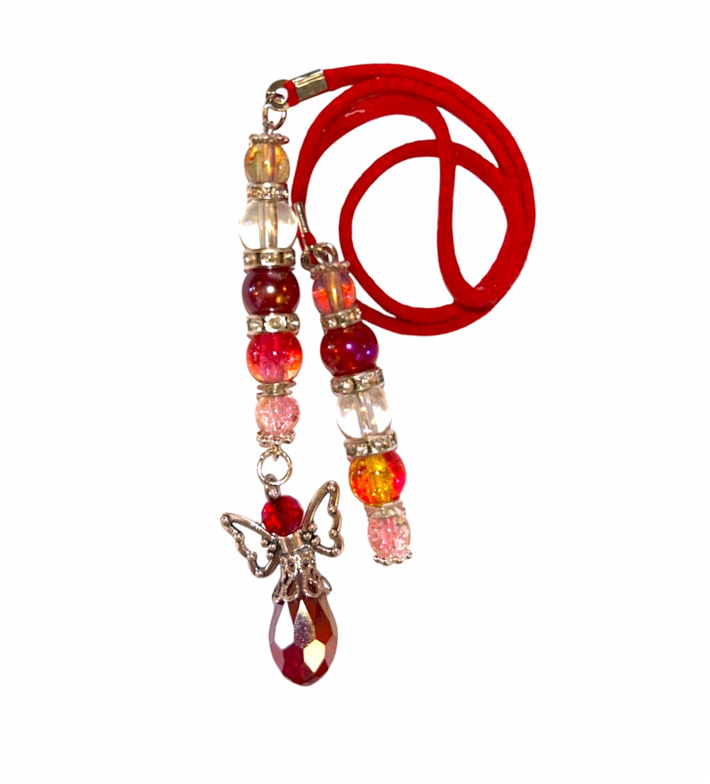 Leather Cord Bookmark with Glass Beads