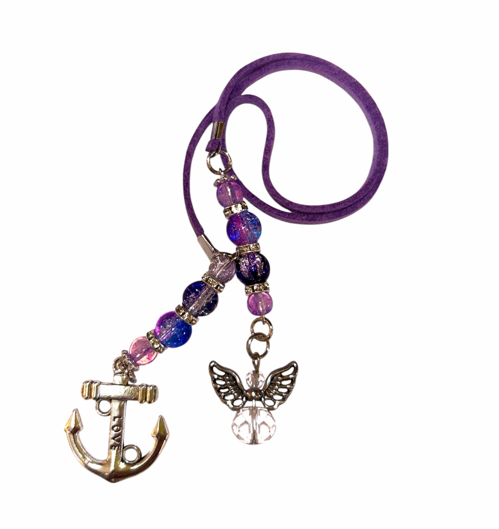 Leather Cord Bookmark with Anchor Charm & Beaded Design