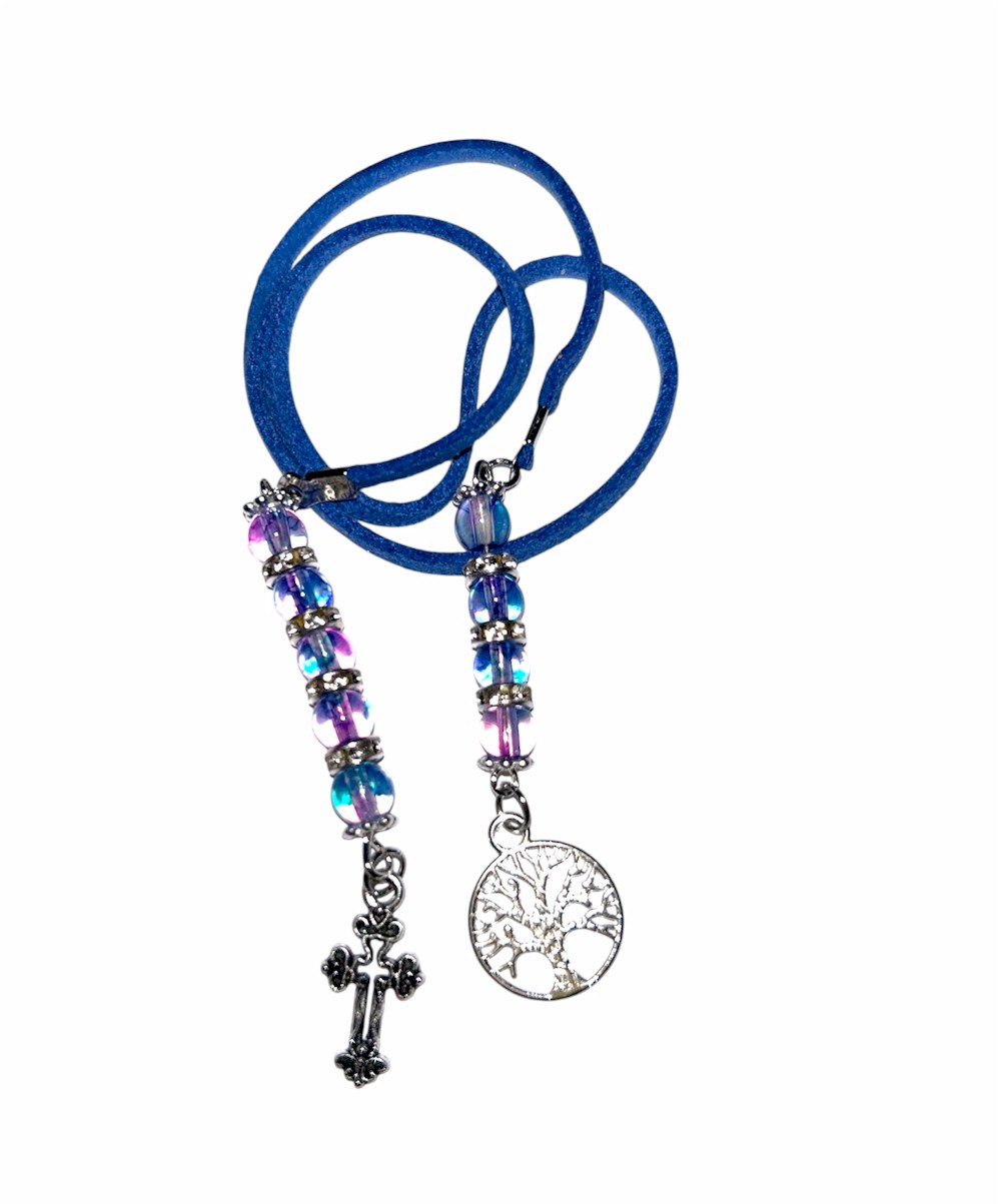 Leather Cord Bookmark with Glass Beads and Charms