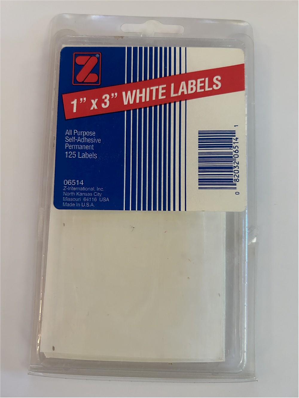 Z-International 1" x 3" White Labels - 125 Pack