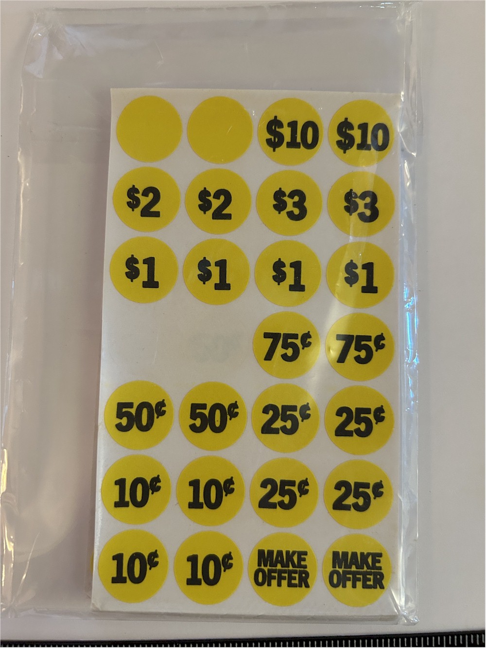 Pricing Stickers Sheet - Yellow Round Labels