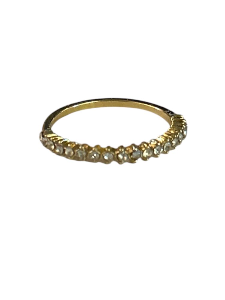 Fashion Costume Ring - Gold with Rhinestones