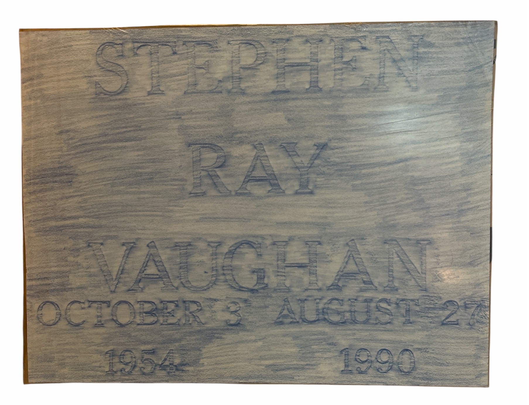 Stevie Ray Vaughan Grave Rubbing with Ticket Mint