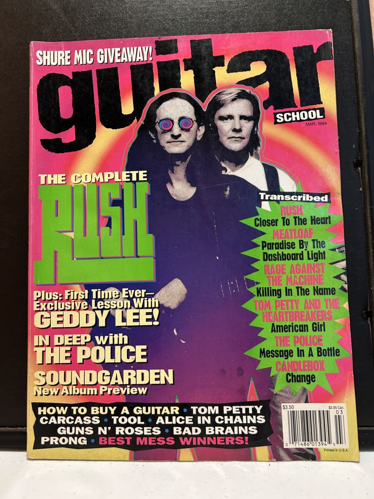 Rush Guitar School Magazine March 1994 VG