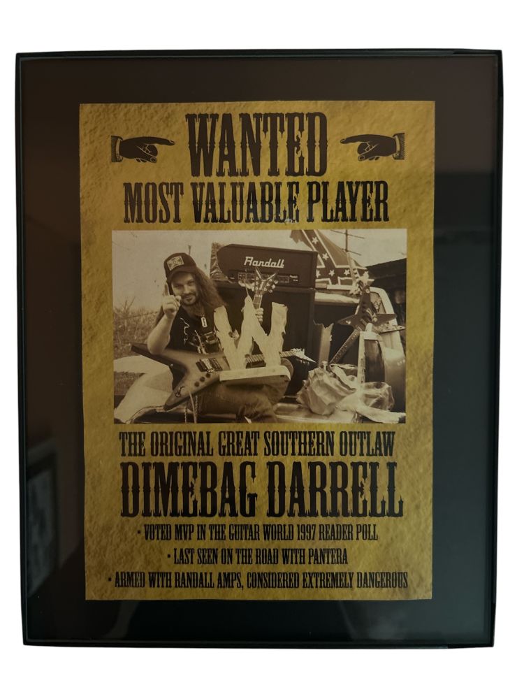 Dimebag Darrell Wanted Poster Photo 8x10 Framed VG