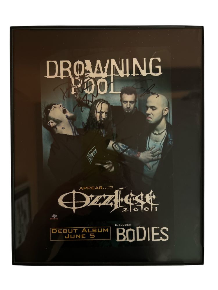 Drowning Pool Signed 2001 Ozzfest Print 8.5x5 VG