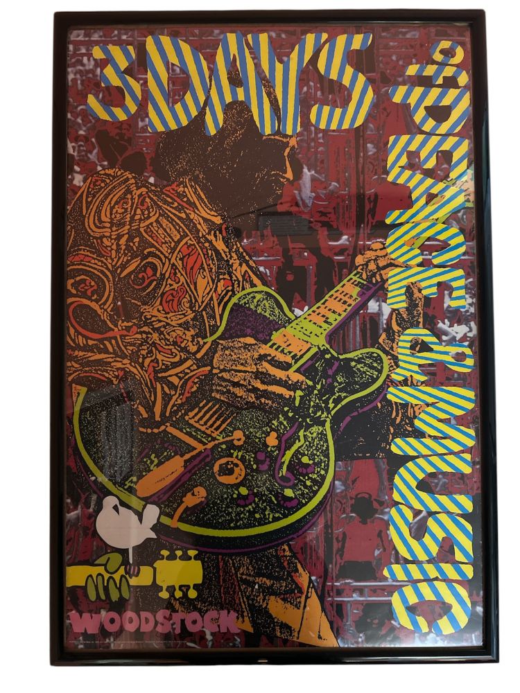 Woodstock 3 Days of Peace & Music Poster 24x36 Framed VG