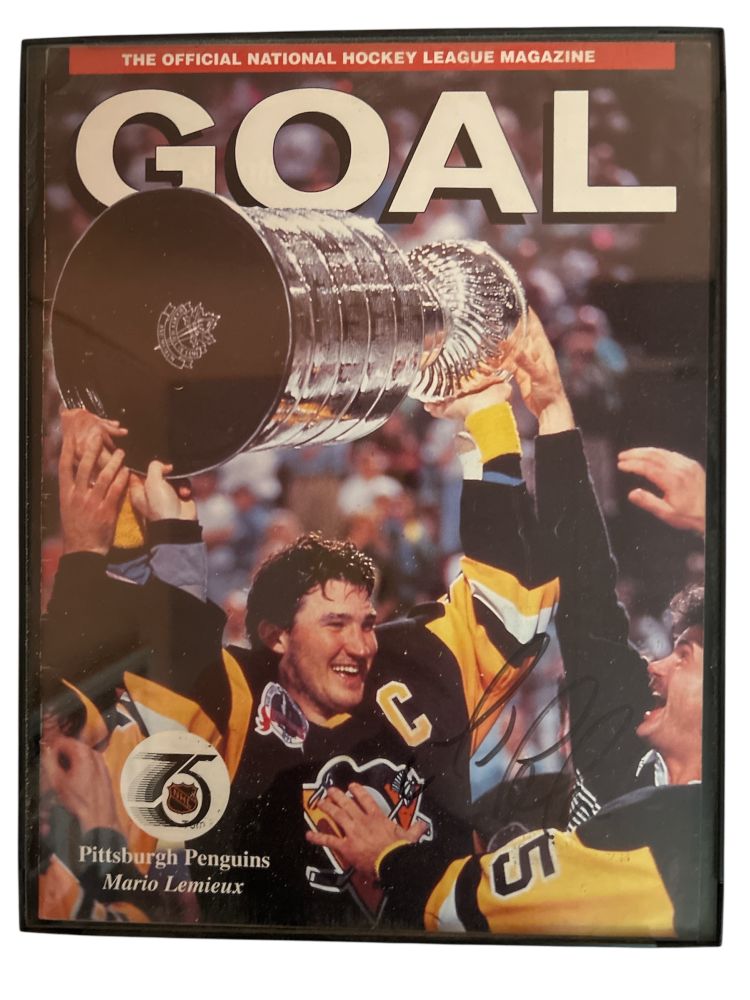 Mario Lemieux Signed Goal Magazine Cover Print VG